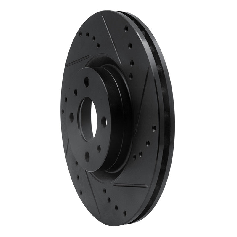 R1 Concepts R1 2012-2019 Fiat 500E Front Right Drilled & Slotted Black Brake Rotor