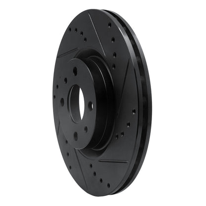 R1 Concepts R1 2012-2019 Fiat 500E Front Right Drilled & Slotted Black Brake Rotor