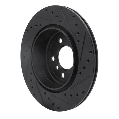 R1 Concepts R1 11-16 BMW 535I Rear Left Drilled & Slotted Black Brake Rotor