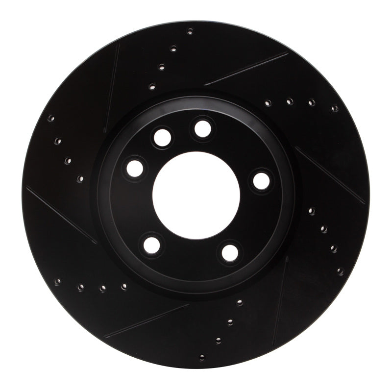 R1 Concepts R1 03-15 Audi Q7 Right Front Drilled & Slotted Black Brake Rotor