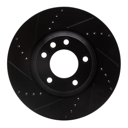 R1 Concepts R1 03-15 Audi Q7 Right Front Drilled & Slotted Black Brake Rotor