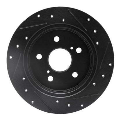 R1 Concepts R1 2015-2025 Lexus NX200T Rear Left Drilled & Slotted Black Brake Rotor