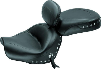 Mustang Motorcycle Mustang 09-17 Yamaha V-Star 950, 950 Tourer Std Touring 2PC Seat w/Driver Backrest Studs - Black