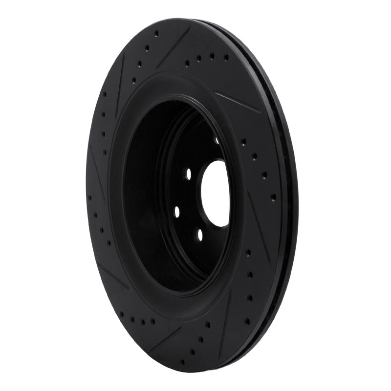 R1 Concepts R1 09-24 Infiniti Q70L Rear Right Drilled & Slotted Black Brake Rotor