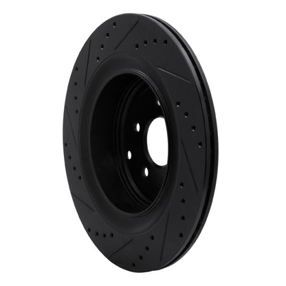 R1 Concepts R1 09-24 Infiniti Q70L Rear Right Drilled & Slotted Black Brake Rotor