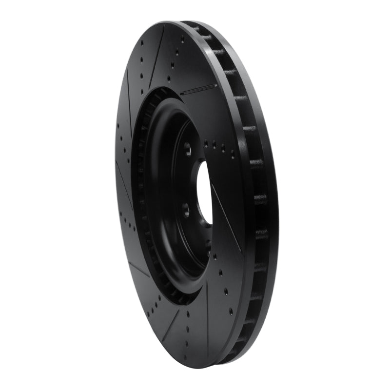 R1 Concepts R1 2012-2025 Dodge Durango Front Right Drilled & Slotted Black Brake Rotor