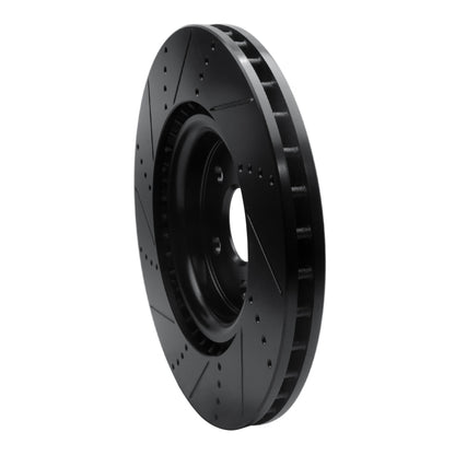 R1 Concepts R1 2012-2025 Dodge Durango Front Right Drilled & Slotted Black Brake Rotor