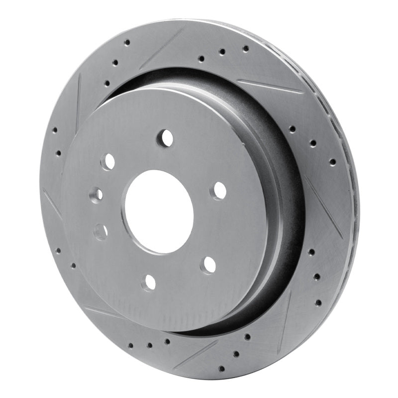 R1 Concepts R1 13-19 Cadillac XTS Rear Left Drilled & Slotted Silver Brake Rotor