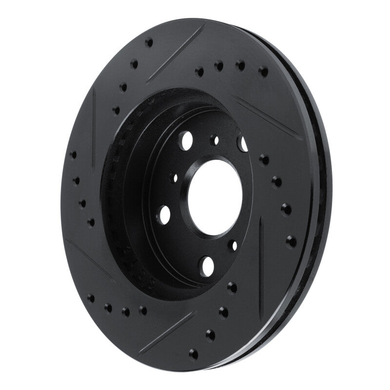 R1 Concepts R1 83-86 Toyota Camry Front Right Drilled & Slotted Black Brake Rotor