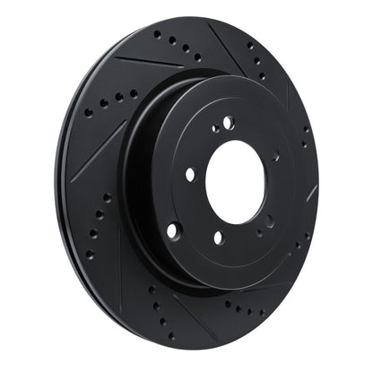 R1 Concepts R1 08-15 Mitsubishi Lancer Rear Right Drilled & Slotted Black Brake Rotor