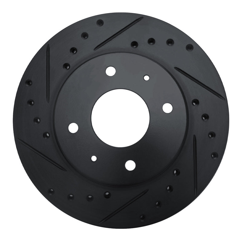 R1 Concepts R1 85-91 Dodge 2000 GTX Front Left Drilled & Slotted Black Brake Rotor