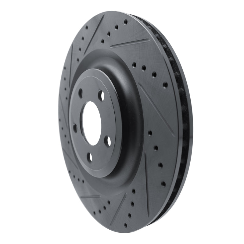 R1 Concepts R1 20-25 Ford Explorer Rear Left Drilled & Slotted Black Brake Rotor