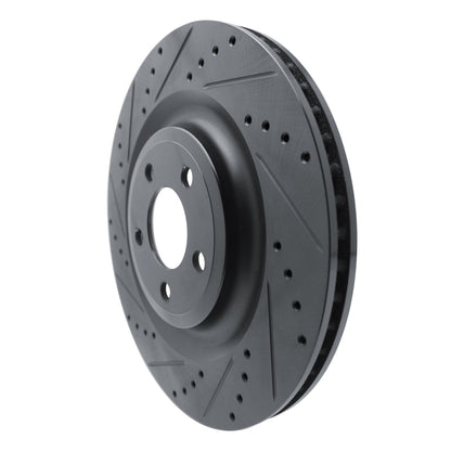 R1 Concepts R1 20-25 Ford Explorer Rear Left Drilled & Slotted Black Brake Rotor