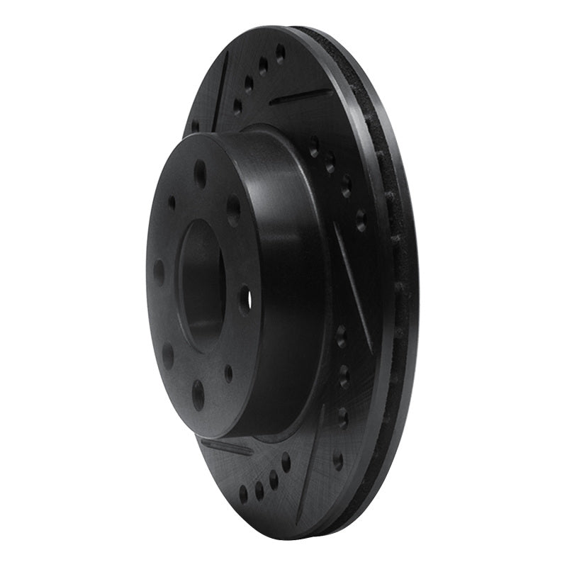 R1 Concepts R1 82-83 Honda Accord Hatchback Front Left Drilled & Slotted Black Brake Rotor