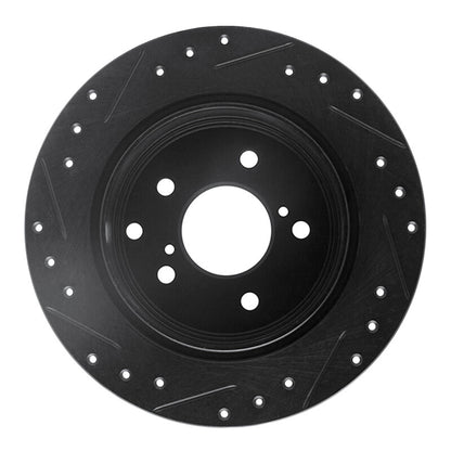 R1 Concepts R1 90-96 Infiniti Q45 Rear Right Drilled & Slotted Black Brake Rotor