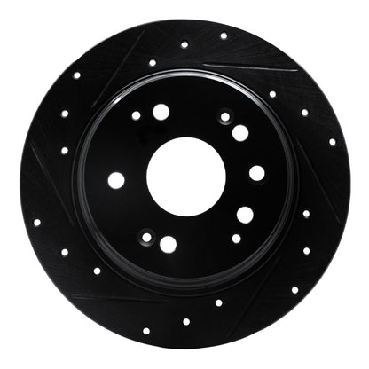 R1 Concepts R1 01-03 Acura CL Rear Left Drilled & Slotted Black Brake Rotor