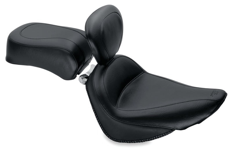 Mustang Motorcycle Mustang 00-15 Harley Softail Standard Rear Tire Standard Touring Solo Seat w/Driver Backrest - Black