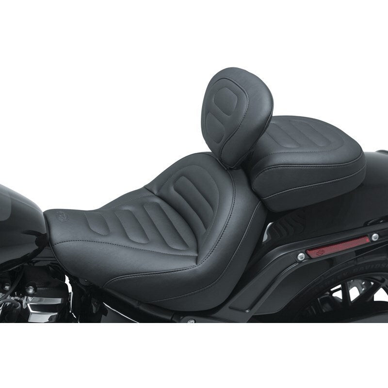 Mustang Motorcycle Mustang 18-21 Harley Fat Bob Standard Touring Solo Seat w/Driver Backrest - Black