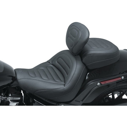 Mustang Motorcycle Mustang 18-21 Harley Fat Bob Standard Touring Solo Seat w/Driver Backrest - Black