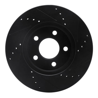 R1 Concepts R1 05-10 Ford Mustang Front Left Drilled & Slotted Black Brake Rotor