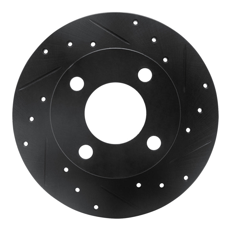 R1 Concepts R1 89-91 Audi 100 Rear Right Drilled & Slotted Black Brake Rotor