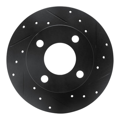 R1 Concepts R1 89-91 Audi 100 Rear Right Drilled & Slotted Black Brake Rotor