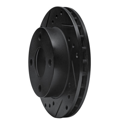 R1 Concepts R1 81-94 Ford Escort Front Left Drilled & Slotted Black Brake Rotor