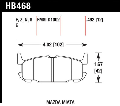 Hawk Performance Hawk 03-05 Miata w/ Sport Suspension HPS Street Rear Brake Pads (D1002)