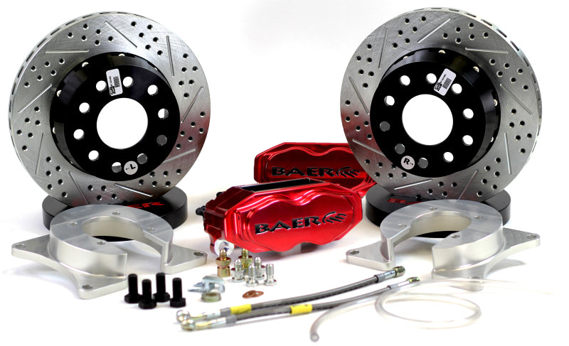 Baer Brakes Ford 8.8in C-Clip Rear Ends 11in SS4+ Dual Deep Stage Rear SDZ Brake Kit - Fire Red