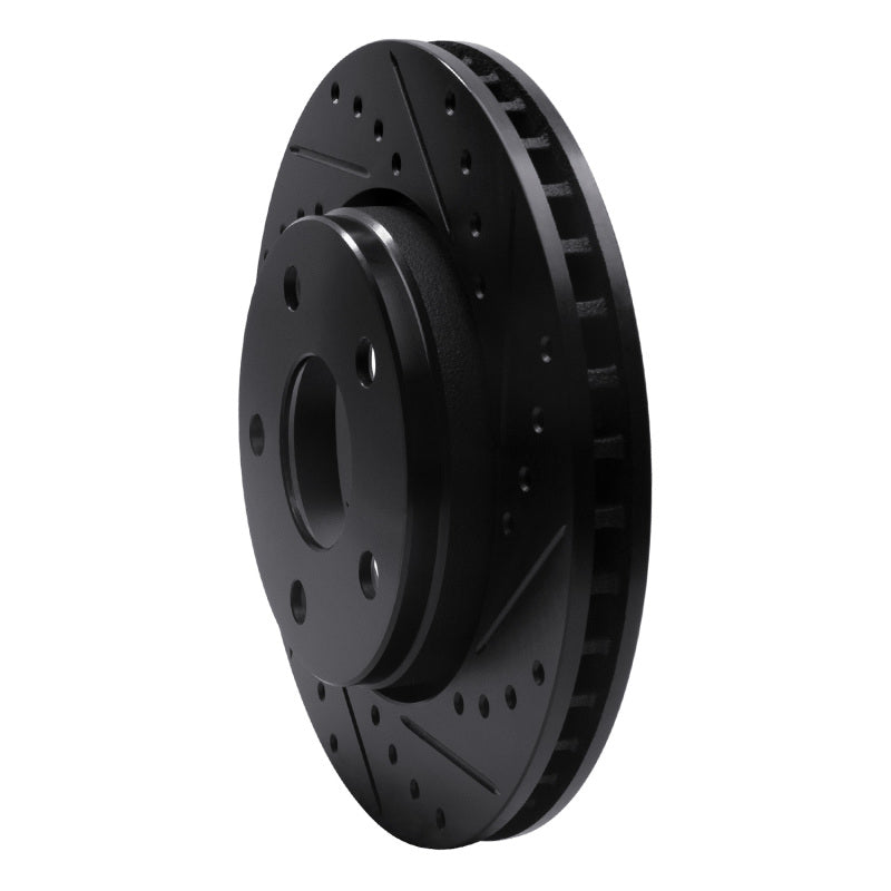 R1 Concepts R1 07-18 Jeep Wrangler Front Right Drilled & Slotted Black Brake Rotor