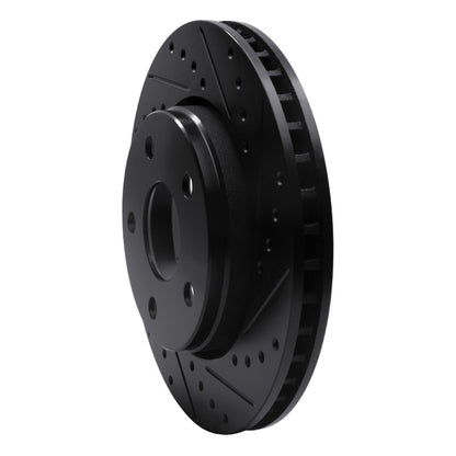 R1 Concepts R1 07-18 Jeep Wrangler Front Right Drilled & Slotted Black Brake Rotor