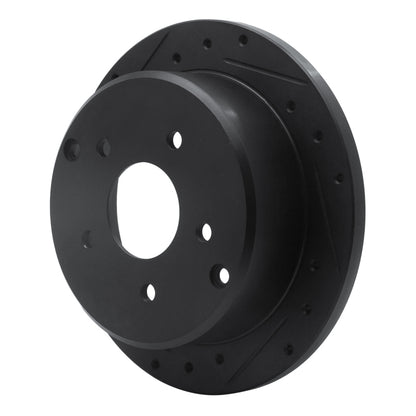 R1 Concepts R1 74-80 Ford Granada Front Left Drilled & Slotted Black Brake Rotor