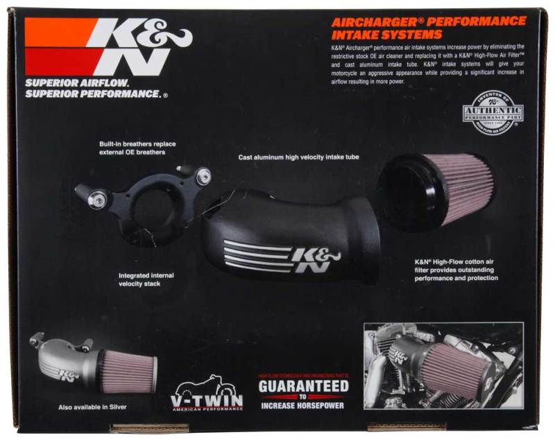 K&N Engineering K&N 08-17 Harley-Davidson Touring Models Performance Air Intake System Silver