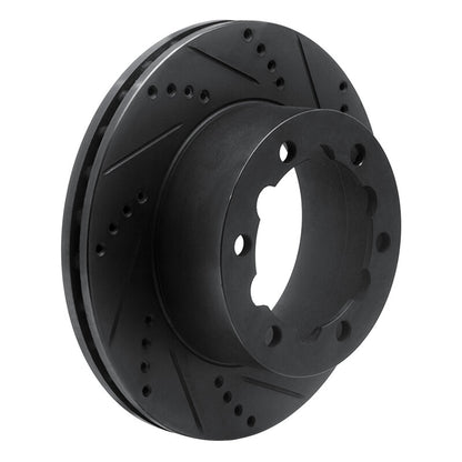 R1 Concepts R1 06-25 American Coach Patriot Rear Right Drilled & Slotted Black Brake Rotor
