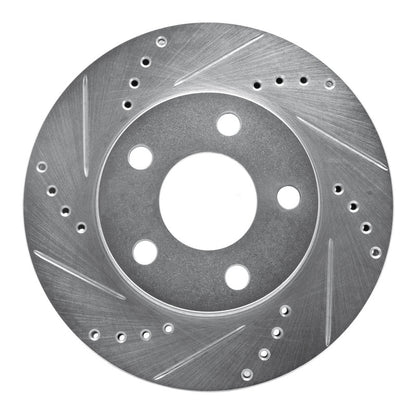 R1 Concepts R1 97-05 Chevrolet Malibu Front Left Drilled & Slotted Silver Brake Rotor