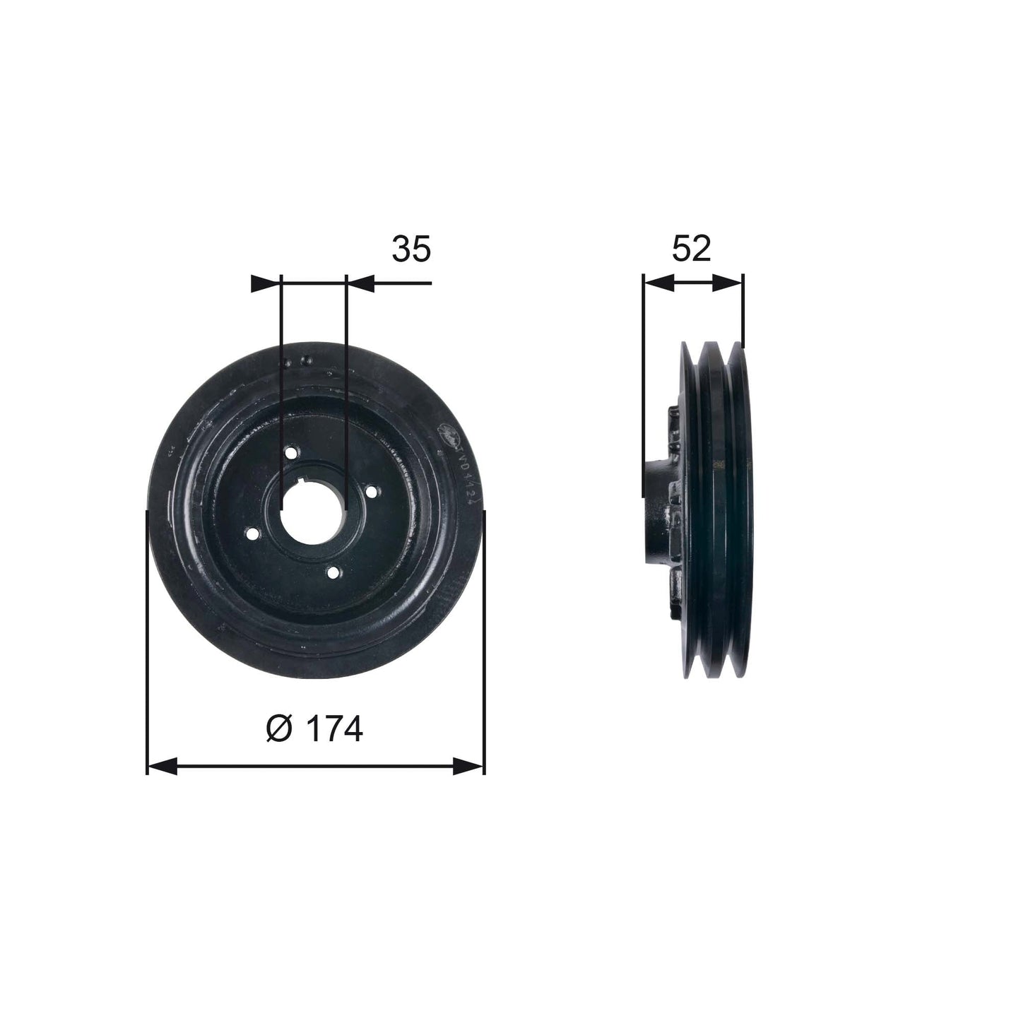 GATES GATTVD1124 Crankshaft Belt Pulley
