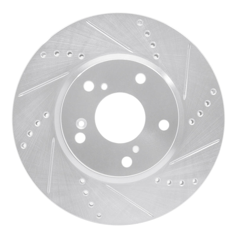 R1 Concepts R1 16-25 Honda Civic Hatchback Front Right Drilled & Slotted Silver Brake Rotor