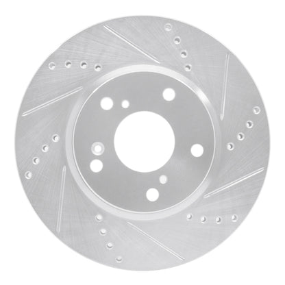 R1 Concepts R1 16-25 Honda Civic Hatchback Front Right Drilled & Slotted Silver Brake Rotor