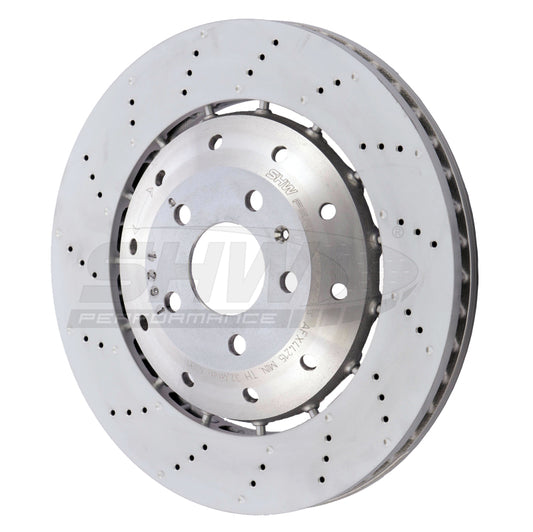 SHW Performance SHW 08-12 Audi R8 4.2L (Excl Ceramic Brakes) Front Drill-Dimp Lightweight Brake Rotor (420615301D)