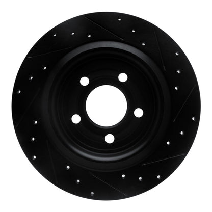 R1 Concepts R1 20-25 Ford Mustang Rear Left Drilled & Slotted Black Brake Rotor