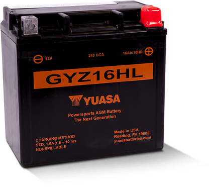 Yuasa Battery Yuasa GYZ16HL High Performance Maintenance Free AGM 12-Volt Battery