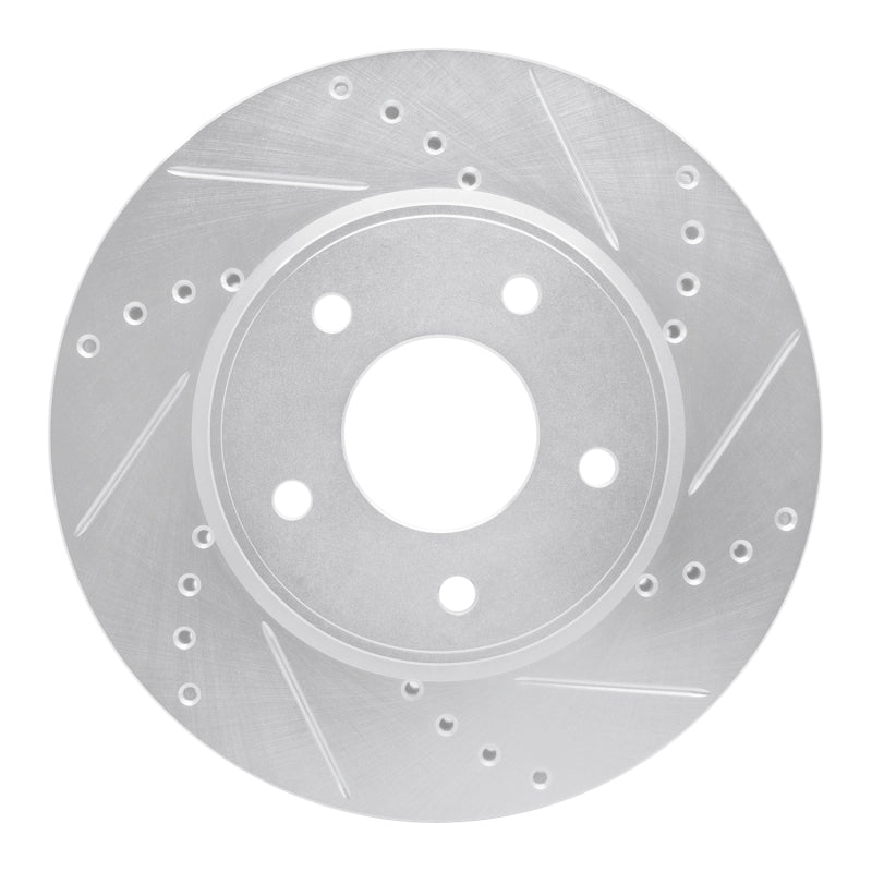 R1 Concepts R1 11-25 Chevrolet City Express Front Right Drilled & Slotted Silver Brake Rotor