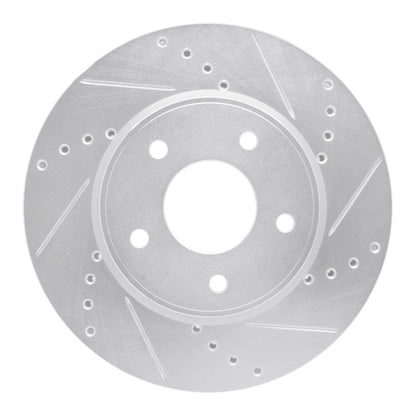 R1 Concepts R1 11-25 Chevrolet City Express Front Right Drilled & Slotted Silver Brake Rotor