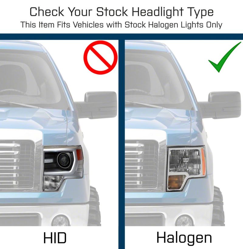 Raxiom 09-14 Ford F-150 Axial OEM Style Rep Headlights- Chrome Housing- Smoked Lens