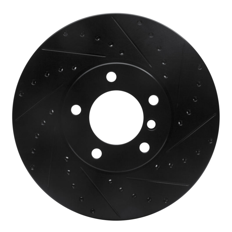 R1 Concepts R1 00-03 BMW 530I Front Right Drilled & Slotted Black Brake Rotor