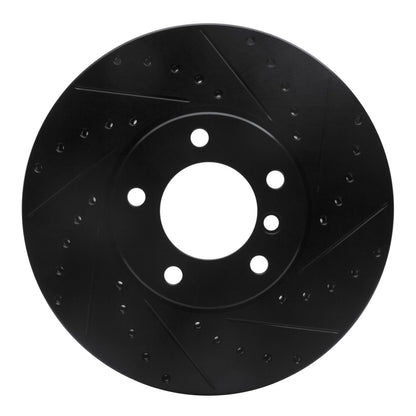 R1 Concepts R1 00-03 BMW 530I Front Right Drilled & Slotted Black Brake Rotor