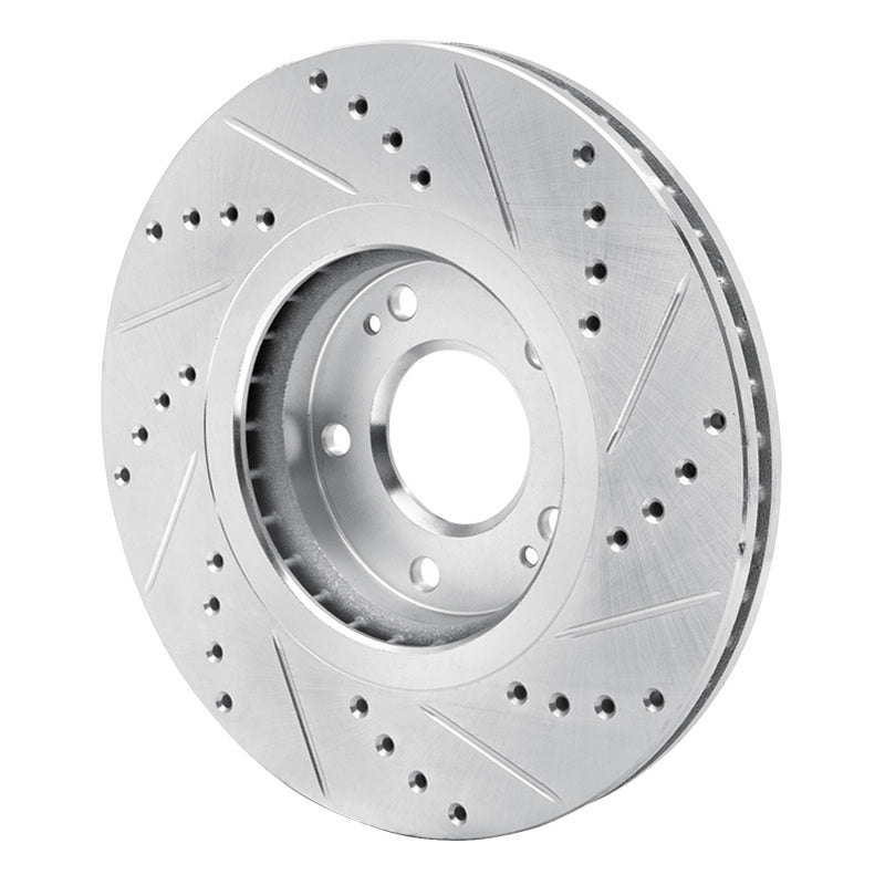R1 Concepts R1 04-11 Hyundai AZERA Front Left Drilled & Slotted Silver Brake Rotor