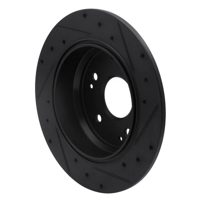 R1 Concepts R1 99-11 Acura TL Rear Left Drilled & Slotted Black Brake Rotor