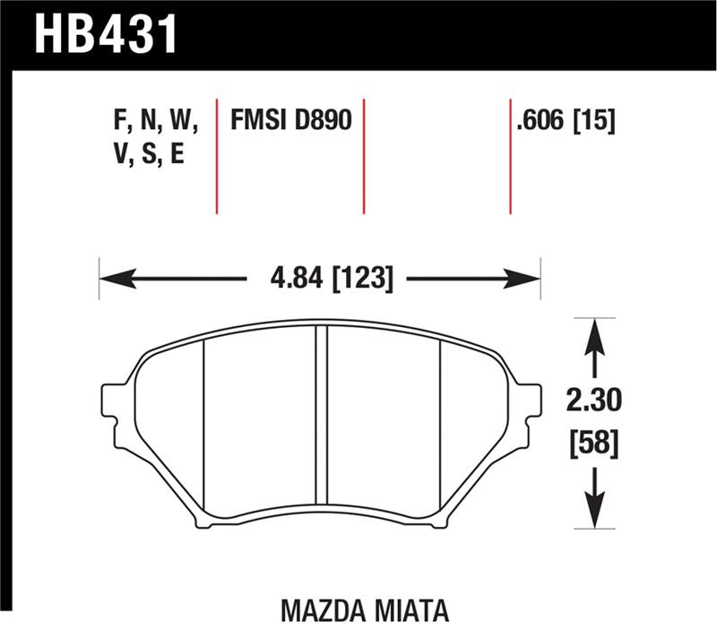Hawk Performance Hawk 01-05 Miata w/ Sport Suspension HPS  Street Front Brake Pads D890