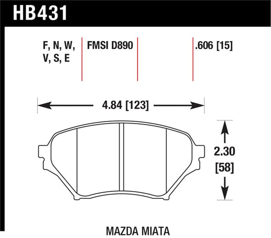 Hawk Performance Hawk 01-05 Miata w/ Sport Suspension HPS  Street Front Brake Pads D890
